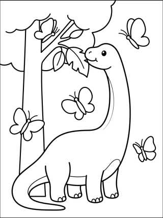 Long-Necked Brontosaurus para colorir Desenho de Long-Necked Brontosaurus para colorir e imprimir grátis