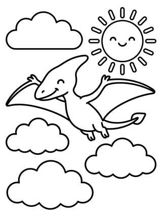 Pterodactyl in the Clouds para colorir Desenho de Pterodactyl in the Clouds para colorir e imprimir grátis