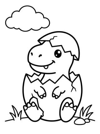 Cute Baby T-Rex in Egg para colorir Desenho de Cute Baby T-Rex in Egg para colorir e imprimir grátis