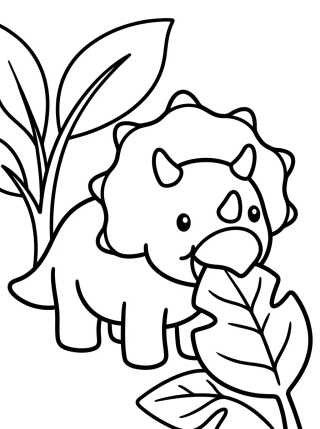 Friendly Triceratops Eating Leaves para colorir Desenho de Friendly Triceratops Eating Leaves para colorir e imprimir grátis