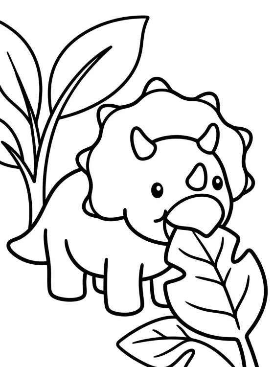Friendly Triceratops Eating Leaves para colorir Desenho de Friendly Triceratops Eating Leaves para colorir e imprimir grátis