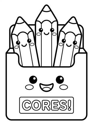 Happy Box of Colored Pencils para colorir Desenho de Happy Box of Colored Pencils para colorir e imprimir grátis