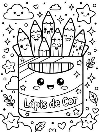 Happy Box of Colored Pencils para colorir Desenho de Happy Box of Colored Pencils para colorir e imprimir grátis