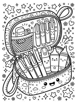 Pencil Case Full of Cuties para colorir Desenho de Pencil Case Full of Cuties para colorir e imprimir grátis