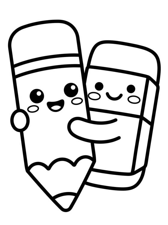 Pencil and Eraser Besties para colorir Desenho de Pencil and Eraser Besties para colorir e imprimir grátis