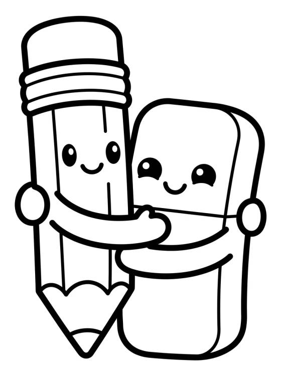 Pencil and Eraser Best Friends para colorir Desenho de Pencil and Eraser Best Friends para colorir e imprimir grátis
