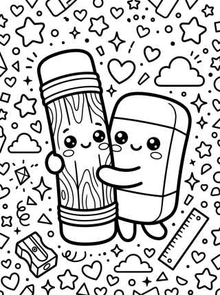 Pencil and Eraser Best Friends para colorir Desenho de Pencil and Eraser Best Friends para colorir e imprimir grátis