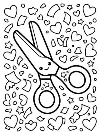 Cute Scissors and Confetti para colorir Desenho de Cute Scissors and Confetti para colorir e imprimir grátis