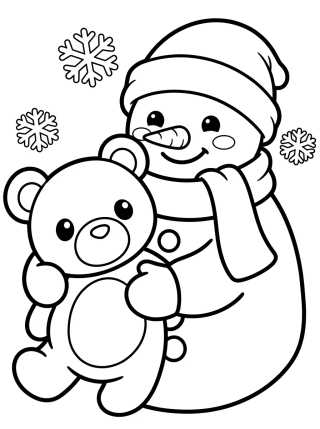 Winter Season Snowman para colorir Desenho de Winter Season Snowman para colorir e imprimir grátis