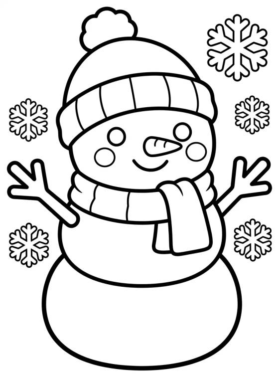 Winter Snowman Scene para colorir Desenho de Winter Snowman Scene para colorir e imprimir grátis