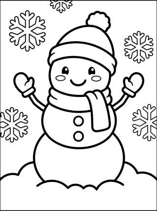 Snowman in Winter para colorir Desenho de Snowman in Winter para colorir e imprimir grátis