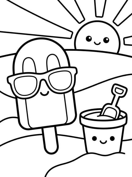 Sunny Summer Day para colorir Desenho de Sunny Summer Day para colorir e imprimir grátis
