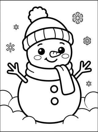 Winter with a Snowman para colorir Desenho de Winter with a Snowman para colorir e imprimir grátis
