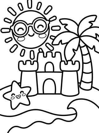 Summer Sun at the Beach para colorir Desenho de Summer Sun at the Beach para colorir e imprimir grátis