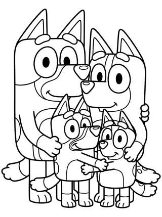 Bandit and Chilli Family Hug para colorir Desenho de Bandit and Chilli Family Hug para colorir e imprimir grátis