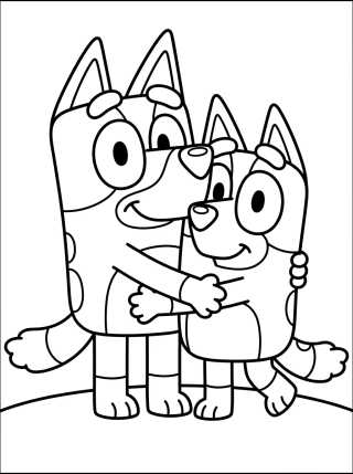 Bluey and Bingo Giving a Hug para colorir Desenho de Bluey and Bingo Giving a Hug para colorir e imprimir grátis