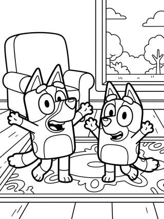 Coleção de desenhos para colorir: Bluey Heeler Family Coloring Pages