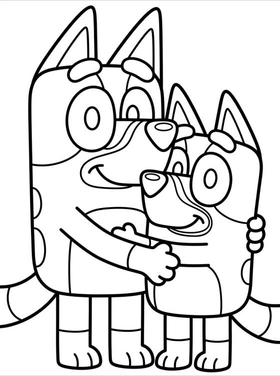 Mom Chilli and Bluey para colorir Desenho de Mom Chilli and Bluey para colorir e imprimir grátis