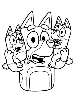 Dad Bandit with Bluey and Bingo para colorir Desenho de Dad Bandit with Bluey and Bingo para colorir e imprimir grátis