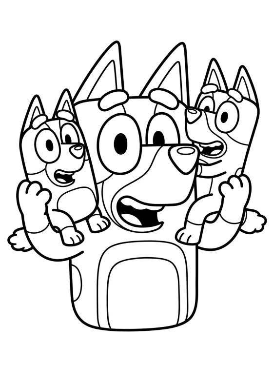 Dad Bandit with Bluey and Bingo para colorir Desenho de Dad Bandit with Bluey and Bingo para colorir e imprimir grátis