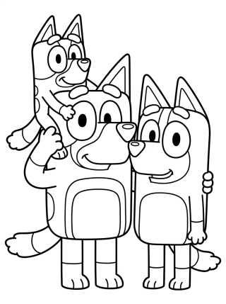 Bandit, Chilli, and Bluey Family para colorir Desenho de Bandit, Chilli, and Bluey Family para colorir e imprimir grátis
