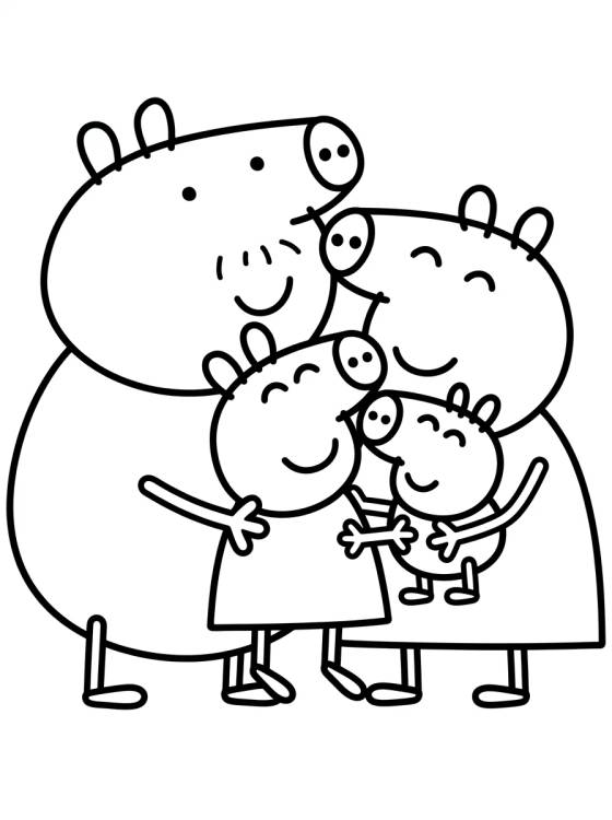 Pig Family Bear Hug para colorir Desenho de Pig Family Bear Hug para colorir e imprimir grátis