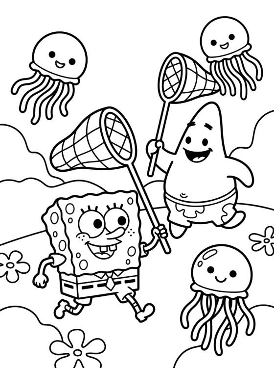 SpongeBob Jellyfish Fields para colorir Desenho de SpongeBob Jellyfish Fields para colorir e imprimir grátis