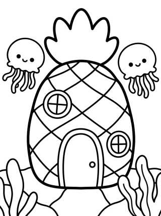 Pineapple House in Bikini Bottom para colorir Desenho de Pineapple House in Bikini Bottom para colorir e imprimir grátis