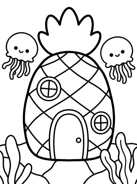 Pineapple House in Bikini Bottom para colorir Desenho de Pineapple House in Bikini Bottom para colorir e imprimir grátis