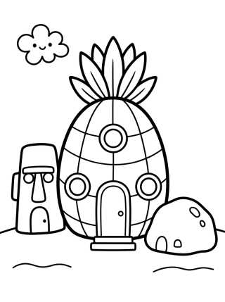 Pineapple House in Bikini Bottom para colorir Desenho de Pineapple House in Bikini Bottom para colorir e imprimir grátis