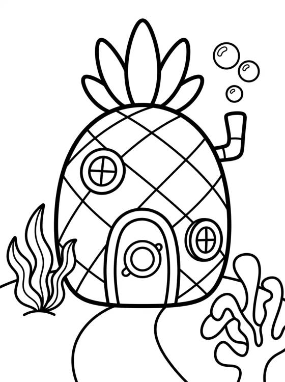 SpongeBob's Pineapple House in Bikini Bottom para colorir Desenho de SpongeBob's Pineapple House in Bikini Bottom para colorir e imprimir grátis