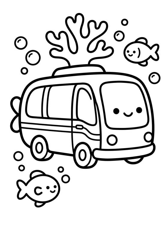 Bikini Bottom Submarine Bus para colorir Desenho de Bikini Bottom Submarine Bus para colorir e imprimir grátis