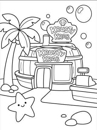 Krusty Krab Restaurant para colorir Desenho de Krusty Krab Restaurant para colorir e imprimir grátis