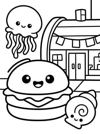 Krusty Krab Restaurant and Burger para colorir Desenho de Krusty Krab Restaurant and Burger para colorir e imprimir grátis