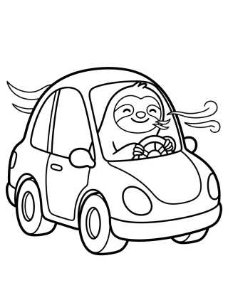 Flash the Sloth Driving a Fast Car para colorir Desenho de Flash the Sloth Driving a Fast Car para colorir e imprimir grátis