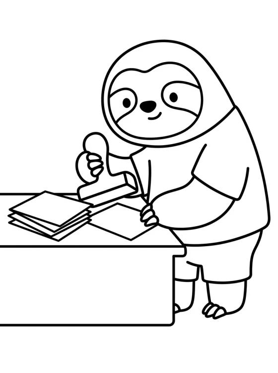 Flash the Sloth Stamping Documents para colorir Desenho de Flash the Sloth Stamping Documents para colorir e imprimir grátis