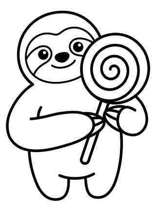 Flash Sloth with a Lollipop para colorir Desenho de Flash Sloth with a Lollipop para colorir e imprimir grátis