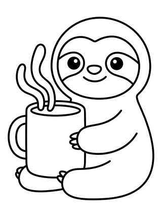 Flash Sloth with a Coffee Mug para colorir Desenho de Flash Sloth with a Coffee Mug para colorir e imprimir grátis