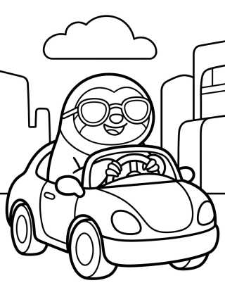 Flash the Sloth Driving a Sports Car para colorir Desenho de Flash the Sloth Driving a Sports Car para colorir e imprimir grátis