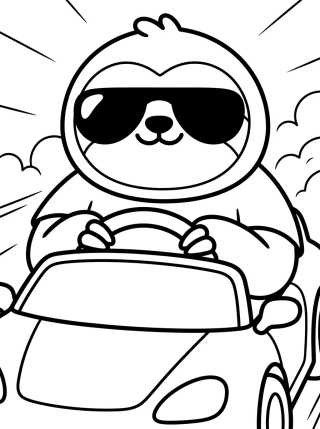 Flash Sloth Driving a Fast Car para colorir Desenho de Flash Sloth Driving a Fast Car para colorir e imprimir grátis