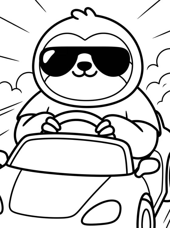 Flash Sloth Driving a Fast Car para colorir Desenho de Flash Sloth Driving a Fast Car para colorir e imprimir grátis