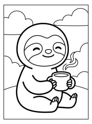 Flash Sloth Drinking Coffee para colorir Desenho de Flash Sloth Drinking Coffee para colorir e imprimir grátis