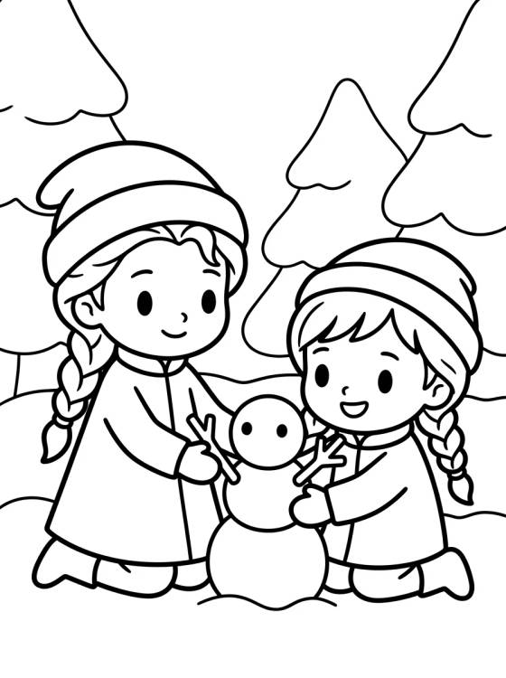Baby Elsa and Anna para colorir Desenho de Baby Elsa and Anna para colorir e imprimir grátis
