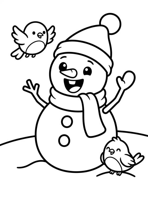 Happy Olaf Snowman para colorir Desenho de Happy Olaf Snowman para colorir e imprimir grátis