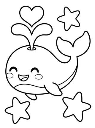 Happy Whale Swimming para colorir Desenho de Happy Whale Swimming para colorir e imprimir grátis