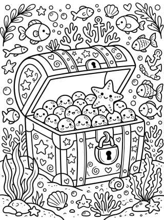 Magical Treasure Chest para colorir Desenho de Magical Treasure Chest para colorir e imprimir grátis