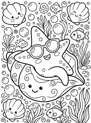 Starfish Wearing Sunglasses para colorir Desenho de Starfish Wearing Sunglasses para colorir e imprimir grátis