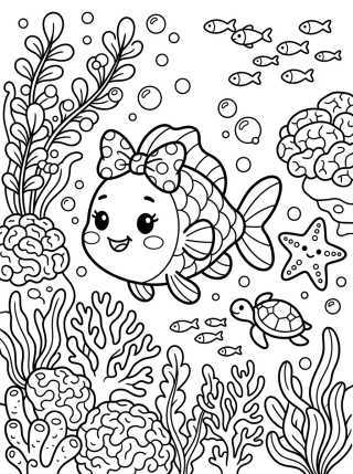 Little Fish with a Bow para colorir Desenho de Little Fish with a Bow para colorir e imprimir grátis