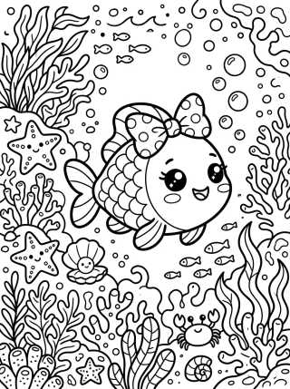 Little Fish with a Bow para colorir Desenho de Little Fish with a Bow para colorir e imprimir grátis