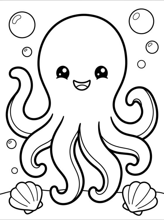 Happy Cute Octopus para colorir Desenho de Happy Cute Octopus para colorir e imprimir grátis